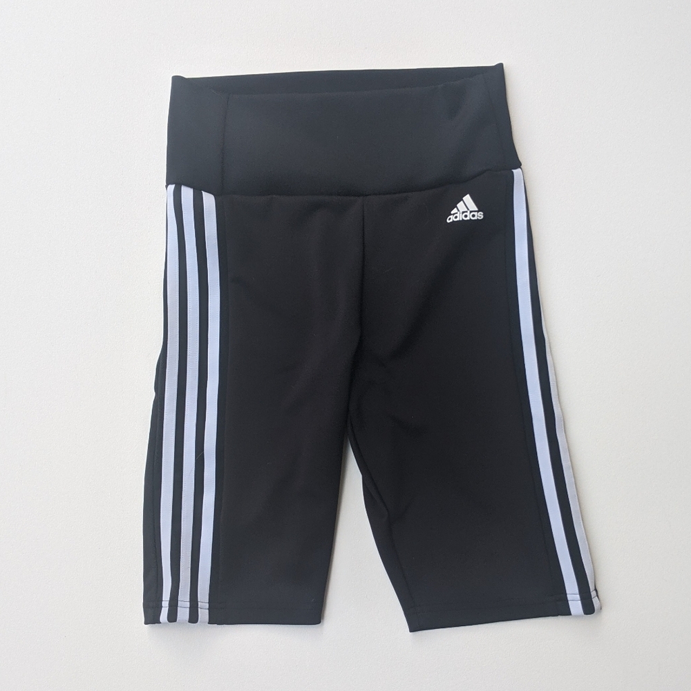 Adidas Black And White 3-stripe Biker Shorts